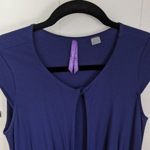 Blue wrap around maternity dress